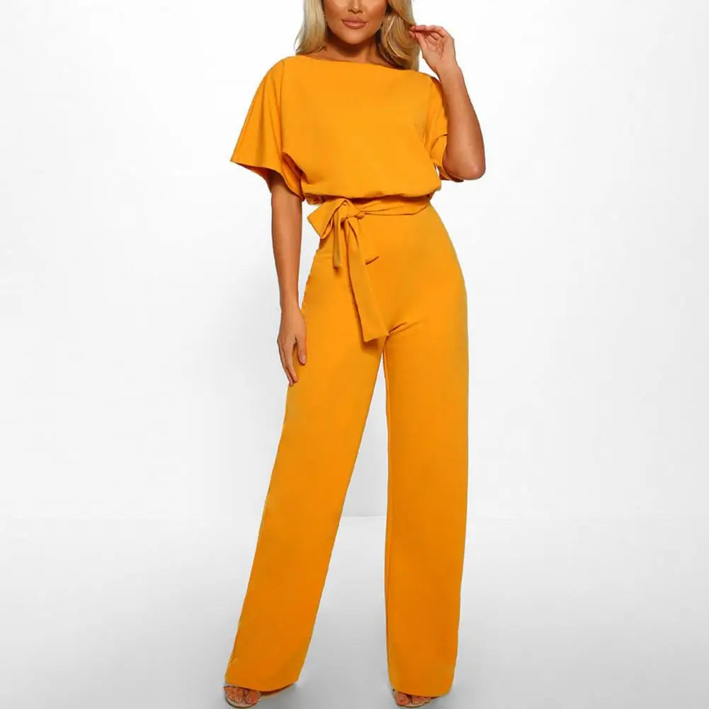 Damen-Jumpsuit mit Gürtel und eleganten Ärmeln