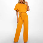 Damen-Jumpsuit mit Gürtel und eleganten Ärmeln