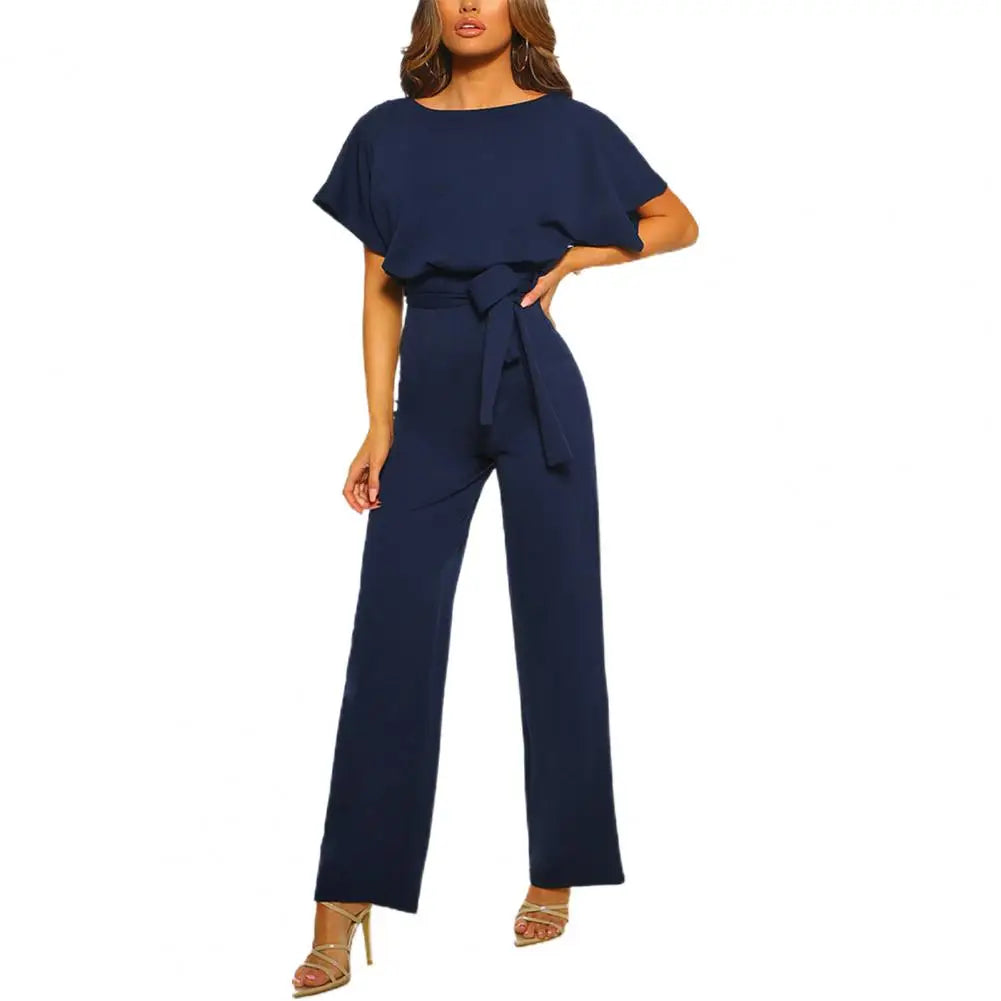 Damen-Jumpsuit mit Gürtel und eleganten Ärmeln