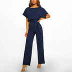 Damen-Jumpsuit mit Gürtel und eleganten Ärmeln