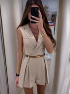 Eleganter ärmelloser Damen-Jumpsuit mit Gürtel – ideal für den Sommer